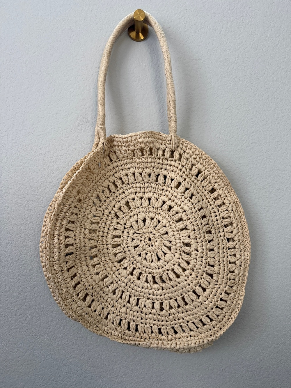 NEW Lucky Brand Raffia Circle Tote in Tan